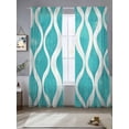 thumbnail image 1 of Teal Wave Sheer Curtains for Living Room Bedroom Modern Abstract Art Farmhouse Sheer Curtains 108 Inch Long 2 Panels Set Light Filtering Curtain Window Treatments Drapes for Dining Room, 1 of 6