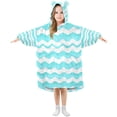 thumbnail image 1 of Teal Waves Wearable Blankets Hoodie Oversize Sherpa Wearable Soft Blanket Warm Cozy 3-14 Age, 1 of 7