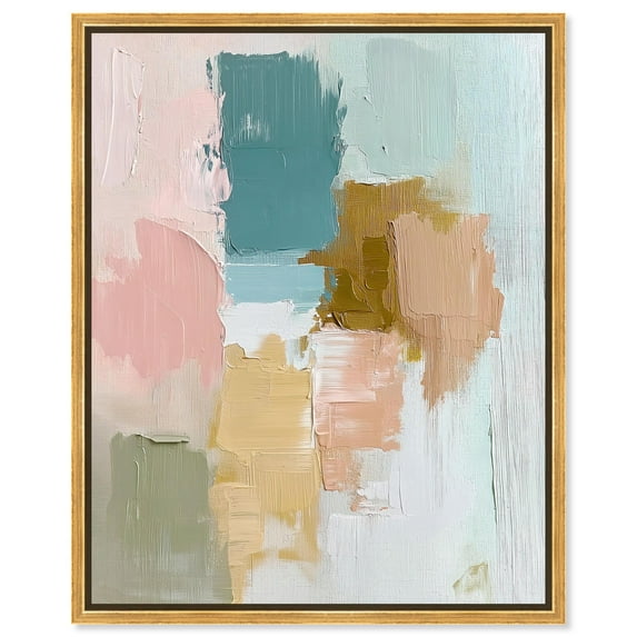 Teal Whisper Canvas Print Bright Wall Decor by Art Remedy, Gold Frame, 36 x 45