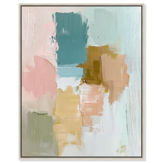 Teal Whisper Canvas Print Bright Wall Decor by Art Remedy, Silver Frame, 36 x 45