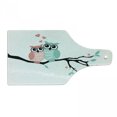 thumbnail image 1 of Teal and White Cutting Board, Owl Couple Sitting on Tree Branch Valentines Romance Love, Decorative Tempered Glass Cutting and Serving Board, Wine Bottle Shape, Turquoise Coral Black, by Ambesonne, 1 of 1