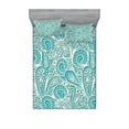 thumbnail image 1 of Teal White Fitted Sheet & Pillow Sham Set, White Lace Style Pattern Feminine Fashion Romantic Composition Print, Decorative Printed 6 Piece Bedding Decor Set, Calking, Turquoise White, by Ambesonne, 1 of 3