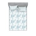 thumbnail image 1 of Teal and White Fitted Sheet & Pillow Sham Set, Pastel Colored Grunge Looking Feathers Flying Bohemian Ethnic, Decorative Printed 6 Piece Bedding Decor Set, King, Teal Dark Blue White, by Ambesonne, 1 of 3