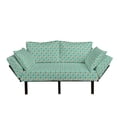 thumbnail image 1 of Teal and White Futon Couch, Floral Moroccan Mosaic Pattern Cultural Design Eastern Tile, Daybed with Metal Frame Upholstered Sofa for Living Dorm, Loveseat, Multicolor, by Ambesonne, 1 of 4