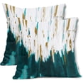 thumbnail image 1 of Teal White Gold Pillow Covers 20X20 Inch Set of 2 Morden Abstract Graffiti Decorative Pillow Cases Neutral Minimali Watercolor Cotton Linen Cushion Case Home Decor for Sofa Couch Porch Outdoor, 1 of 6