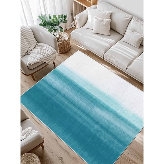 Teal White Gradient Area Rug for Bedroom 3x5 Ft Abstract Ombre Texture Modern Art Super Soft fuzzy Throw Rug Non-Slip Fluffy Plush Indoor Floor Carpet for Living Room Nursery Home Decor