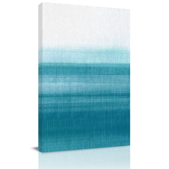 Teal White Gradient Canvas Wall Art for Living Room, Abstract Ombre Texture Modern Art Poster Print Painting for Bedroom Office Home Decoration Wall Pictures Prepare To Hang 8"x10"