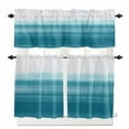 thumbnail image 1 of Teal White Gradient Kitchen Curtains and Valances Set, Abstract Ombre Texture Modern Art Rod Pocket Window Valance 18 Inch Window Curtain Panels for Living Room Bedroom Laundry, 27.5x36in, 3 Pieces, 1 of 7