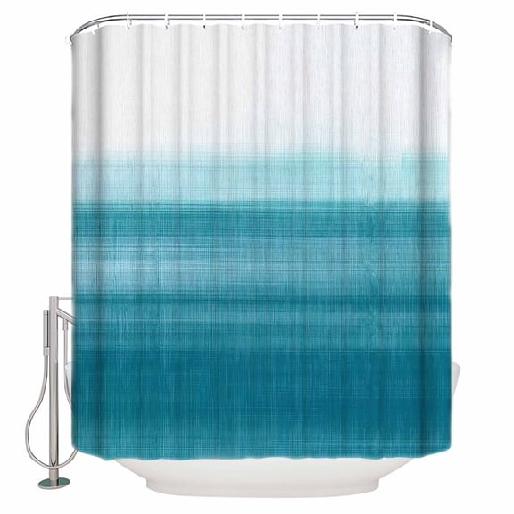 Teal White Gradient Shower Curtain, 72" x 72", Abstract Ombre Texture Modern Art Waterproof Bathroom Curtain Washable Shower Curtain Set with 12 Hooks