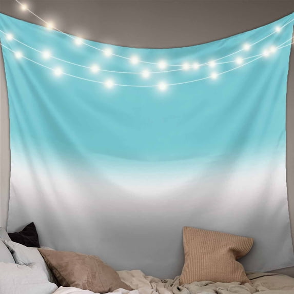 Teal White Grey Ombre Tapestry for Bedroom Wall Hanging Tapestry, Blue Modern Abstract Aesthetics Ceiling Backdrop Tapestries Poster Blanket Wall Decor for Teens Room Living Room Dorm 59" x 90"