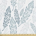 thumbnail image 1 of Ambesonne Teal and White Fabric by the Yard Upholstery, Grunge Feathers, 5 Yards, Teal Dark Blue White, 1 of 4
