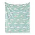 thumbnail image 1 of Teal and White Soft Flannel Fleece Blanket, Cartoon Style White Fluffy Clouds in the Clear Summer Sky Doodle Pattern, Cozy Plush for Indoor and Outdoor Use, 50" x 60", Seafoam White, by Ambesonne, 1 of 6