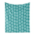 thumbnail image 1 of Teal and White Soft Flannel Fleece Blanket, Dotted Ring Shapes Hand Drawn Style Symmetric and Simple Radial Circles, Cozy Plush for Indoor and Outdoor Use, 60" x 80", Teal and White, by Ambesonne, 1 of 6