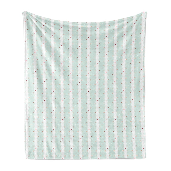 Teal and White Soft Flannel Fleece Blanket, Vintage Shabby Form Composition with Little Dots and Ornaments, Cozy Plush for Indoor and Outdoor Use, 50" x 70", Baby Blue Orange White, by Ambesonne