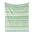 thumbnail image 1 of Teal and White Soft Flannel Fleece Blanket, Zig Zag Lines in Horizontal Order Chevron Triangles Geometric, Cozy Plush for Indoor and Outdoor Use, 50" x 70", Yellow Green Cream Blue, by Ambesonne, 1 of 5