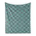 thumbnail image 1 of Teal and White Soft Flannel Fleece Throw Blanket, Abstract Geometric Minimalists Design Retro Diamond Line, Cozy Plush for Indoor and Outdoor Use, 50" x 70", Seal Brown Sea Green, by Ambesonne, 1 of 5