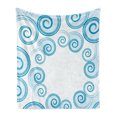 thumbnail image 1 of Teal and White Soft Flannel Fleece Throw Blanket, Ocean Waves Inspired Design with Abstract Blue Swirls Water Sea Spirals, Cozy Plush for Indoor and Outdoor Use, 50" x 60", Blue White, by Ambesonne, 1 of 5