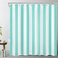 thumbnail image 1 of Teal and White Striped Fabric Shower Curtain for Bathroom with 12 Hooks, Vertical Stripe Geometric Shower Curtains for Bathroom, Modern Farmhouse Geometric Bathroom Shower Curtains, 72x72 Inch, 1 of 6