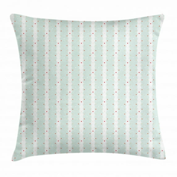 Teal and White Throw Pillow Cushion Cover, Vintage Shabby Chic Composition with Little Dots and Ornaments, Decorative Square Accent Pillow Case, 24 X 24 Inches, Baby Blue Orange White, by Ambesonne