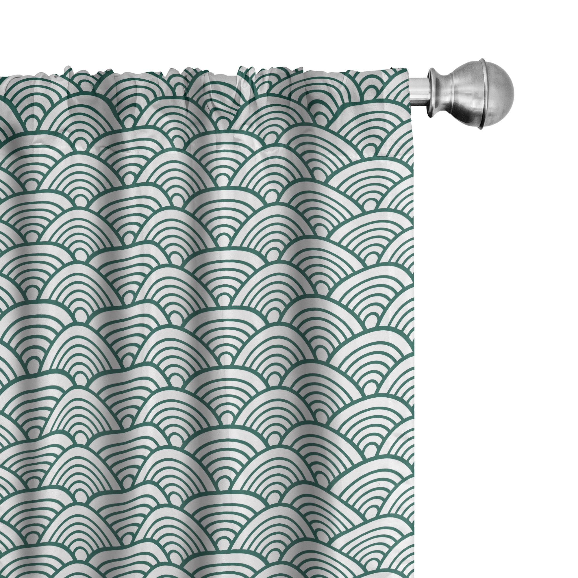 Jade Green and White Microfiber Room Darkening Curtain Set