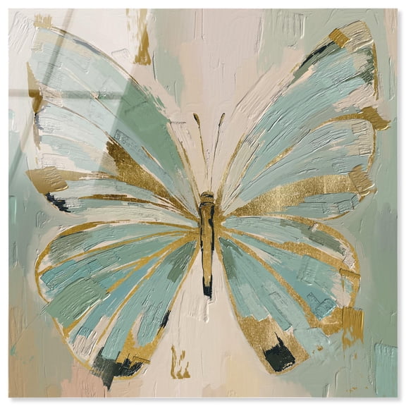 Teal Wings Acrylic Print Botanical Wall Art by Art Remedy, Ready to Hang, 16 x 16