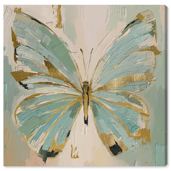 Teal Wings Canvas Print Botanical Wall Art by Art Remedy, Gallery Wrapped, 12 x 12