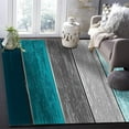 thumbnail image 1 of Teal Wood Board Area Rug, Grey Gradient Stripes Rectangle Rugs, Non Slip Machine Washable Easy Care Carpet For Classroom Studio Piano Room Violin Room Decor Rug 5 x 8ft, 1 of 6