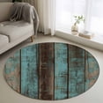 thumbnail image 1 of Teal Wood Grain 3FT Round Area Rugs for Living Room Farmhouse Board Retro Vintage Strip Ultra-Thin Non-Slip Round Rugs Machine Washable Low Pile Circle Carpet for Bedroom Kitchen Nursery, 1 of 9