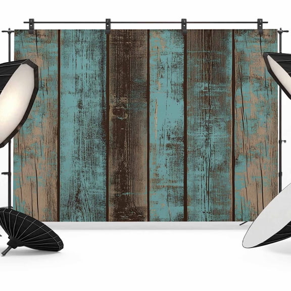 Teal Wood Grain Backdrop for Photography,Fabric Photo Background Backdrop,Gradient Farm Old Wooden Board Vintage Photo Booth Background for Portrait Photoshoot Video Wedding Decoration Banner 7x5ft