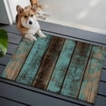 thumbnail image 1 of Teal Wood Grain Washable Area Rug 2x3 Farmhouse Board Retro Vintage Strip Low-Profile Area Rugs with Non Slip Backing Indoor Floor Carpet for Entrance Living Room Bedroom Home Office, 1 of 9