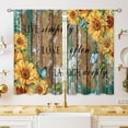 thumbnail image 1 of Teal Wooden Farmhouse Sunflower Small Kitchen Curtains Rustic Flower Treatment Country Inspirational Cafe Short Window Curtains for Bathroom Dining Room Tier Treatment Drapes 27.5x39 inch, 1 of 6
