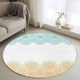 thumbnail image 1 of Teal Yellow Boho Round Area Rug 3.3 FT, Non Slip Small Entryway Kitchen Mat, Vintage Ethnic Tribe Abstract Art Washable Soft Circular Rug Non-Shedding Door Mat for Bathroom Playroom Kids Room, 1 of 9