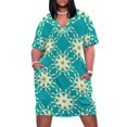 thumbnail image 1 of Teal Yellow Floral Seamless Pattern Women's Loose Short Sleeve Dress Casual Summer Plus Size Long Dresses with Pockets, 1 of 5