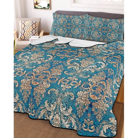 Teal Yellow Full Size Down Alternative Comforter, Lightweight Comforter Quilt Bedding Set with Pillow Shams Modern Luxurious Geometric Abstract Art All Seasons Bed Comforter Duvet Insert 78"x90"