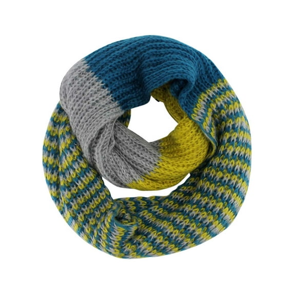 Teal Yellow Gray Colorful Pattern Winter Knit Unisex Infinity Scarf