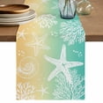 thumbnail image 1 of Teal Yellow Ombre Coastal Table Runner 72 Inches, Sea Nautical Summer Beach Starfish Coral Bed Runner Dresser Scarves Tabletop for Indoor Outdoor Parties/Ceremony/Banquet, 18" x 72", 1 of 8