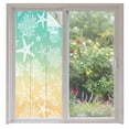 thumbnail image 1 of Teal Yellow Ombre Coastal Window Privacy Film,Sea Nautical Summer Beach Starfish Coral Static Cling UV Sun Blocking Window Tint Day and Night,Non-Adhesive One Way Privacy Cover 35.4''x78.7'', 1 of 7