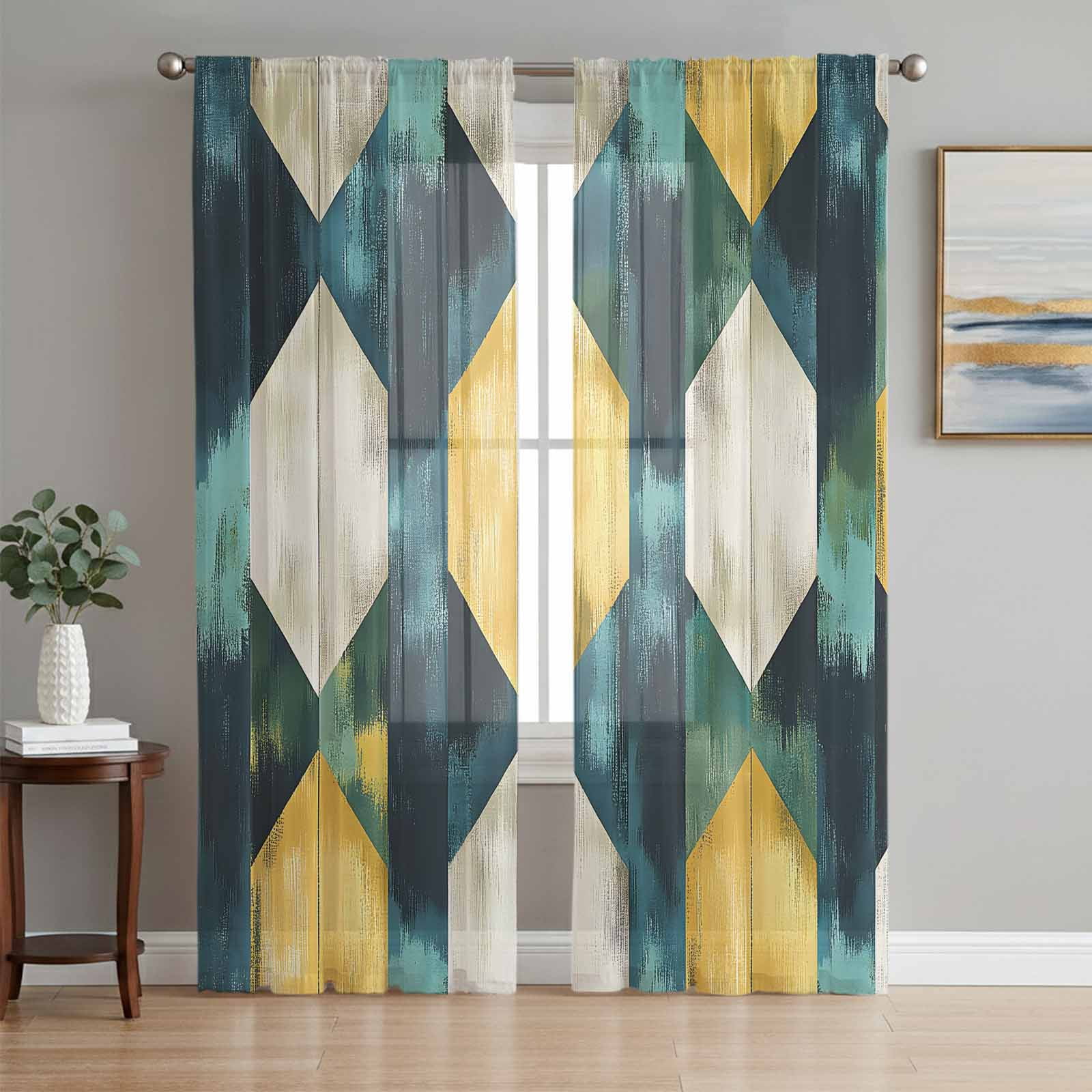 Teal And Yellow Curtains