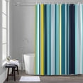 thumbnail image 1 of Teal Yellow Stripes Shower Curtain for Bathroom Decor, Lines Art Waterproof Fabric Shower Curtain, 72"x84" Set with 12 Hooks, 1 of 9