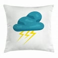 thumbnail image 1 of Teal and Yellow Throw Pillow Cushion Cover, Cloud with Thunderbolts Icon Cartoon Style Meteorology Climate Theme, Decorative Square Accent Pillow Case, 20 X 20 Inches, Teal and Yellow, by Ambesonne, 1 of 2