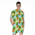 thumbnail image 1 of Teal Zig Zag Pineapple Pattern Short Sleeve Men'S Rompers, Pineapple Aloha Tropical Fruits Hawaiian Casual Summer Jumpsuits Outfit, 1 of 4