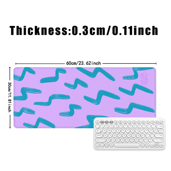 Teal Zigzag Pattern Mouse Pad 31.5 x 11.82 Inches Rubber Desk Mat for Office and Gaming