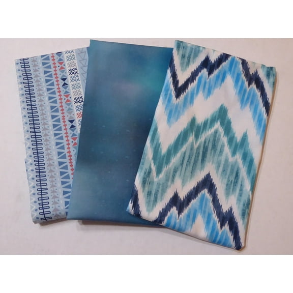 Teal Zigzag and Blue Blender New Half Yard Plus Bundle