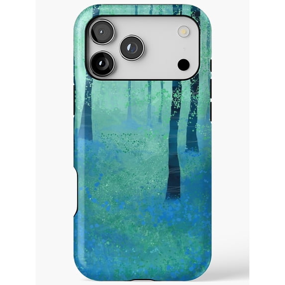 Shell Phone Recipe Tree Teal and Blue Misty Forest Tree Tough Phone Case, Polycarbonate Shell ...