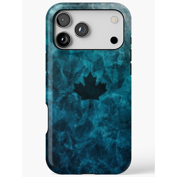 Shell Posster Blue Teal and Dark Blue Marbled Maple Leaf Tough Case for Apple iPhone ...