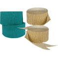 Teal and Dark Metallic Gold Crepe Paper Streamers (2 Rolls Each Color
