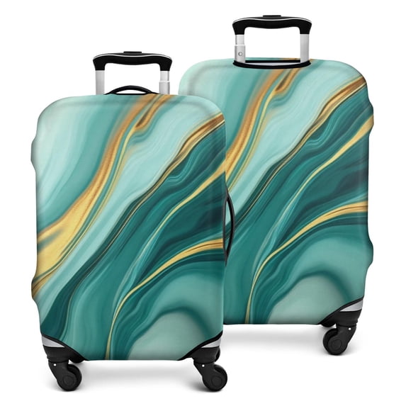 Teal and Gold Marble Flow Lines Pattern Luggage Cover Fashion Suitcase Cover Baggage Covers Fit 25-28 Inch Luggage (Go Travel)