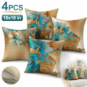 Teal and Gold Throw Pillow Covers 18x18 inch Set of 4 Turquoise Gold Abstract Pillow Cases Modern Decorative Cushion Covers for Sofa Couch