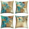 thumbnail image 1 of Teal and Gold Throw Pillow Covers 18x18 inch Set of 4 Turquoise Gold Abstract Pillow Cases Modern Decorative Cushion Covers for Sofa Couch, 1 of 6
