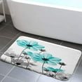 thumbnail image 1 of Teal and Gray Daisy Flower Floral Bath Mat for Bathroom Decor, Elegant Wildflower Design Farmhouse Bathroom Rugs, 15.7X23.6in, 1 of 4